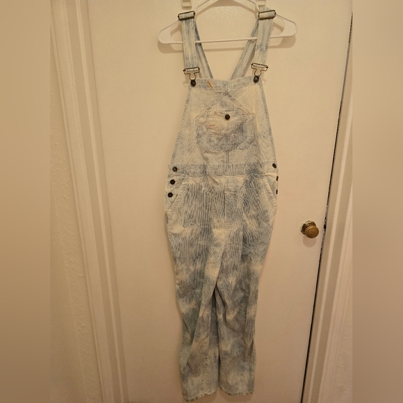 Faherty Mechanic Washed Striped Overalls Organic Cotton Medium - Picture 2 of 9